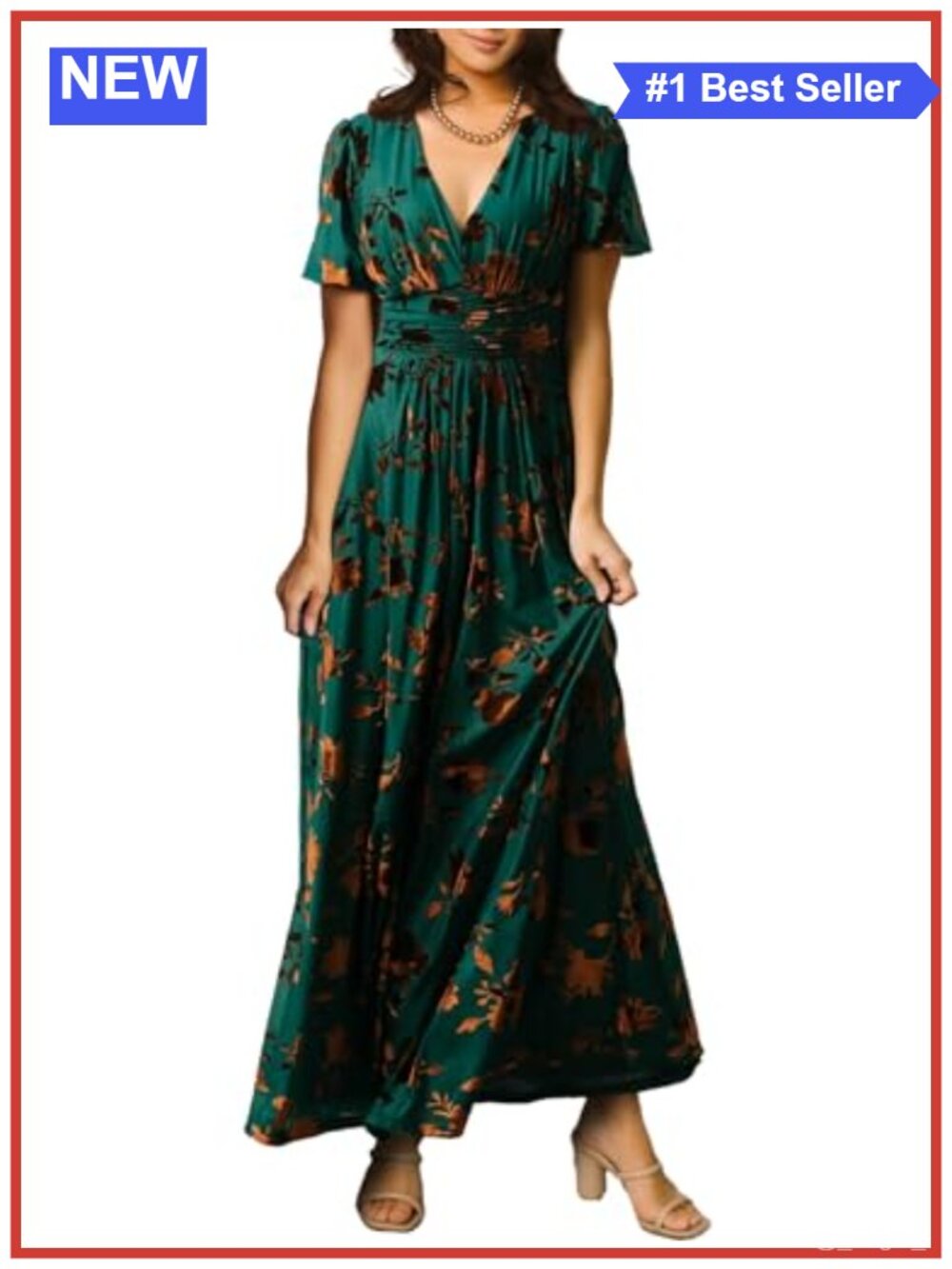 Velvet Maxi Dress V Neck Empire Waist Short Sleeve Formal Wedding Guest Long